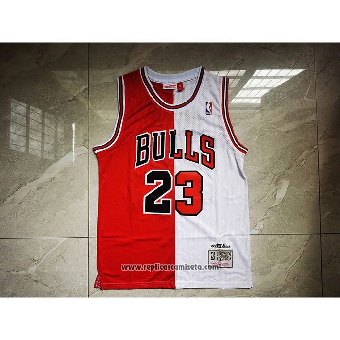 Camiseta Chicago Bulls Michael Jordan #23 Split Blanco Rojo